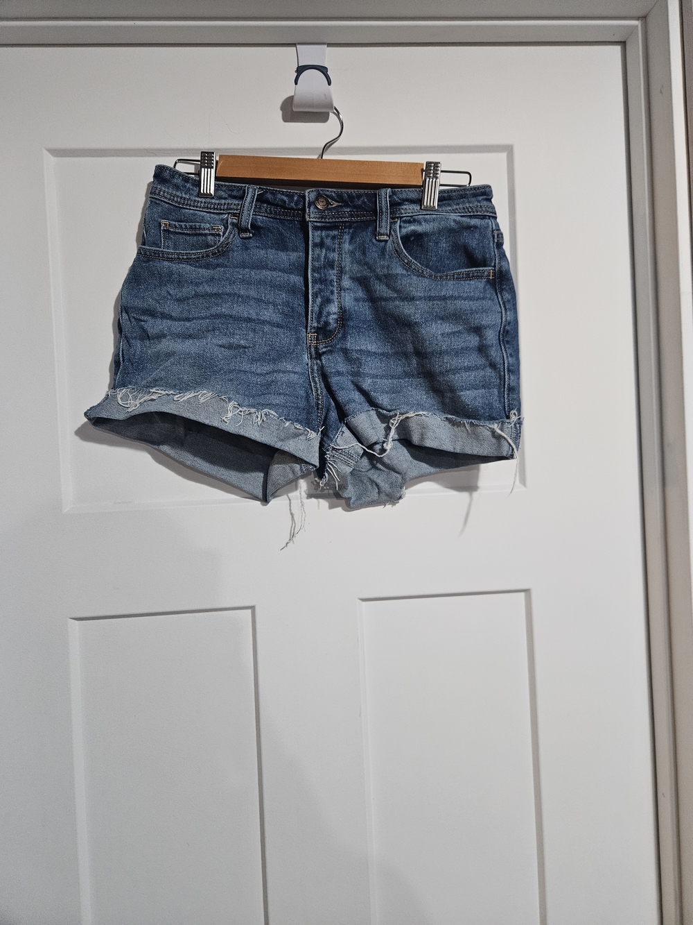 Hollister Blue Distressed Denim Jean Shorts Button Fly